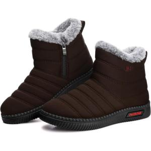 TEMOFON Womens Snow Boots Winter Warm Ankle Boots Waterproof Outdoor Fur Lined Shoes for Women(2605-brown)