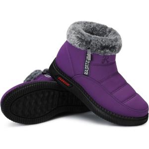 TEMOFON Womens Snow Boots Winter Warm Ankle Boots Waterproof Outdoor Fur Lined Shoes for Women(07-purple)