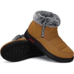 TEMOFON Womens Snow Boots Winter Warm Ankle Boots Waterproof Outdoor Fur Lined Shoes for Women(07-yellow)