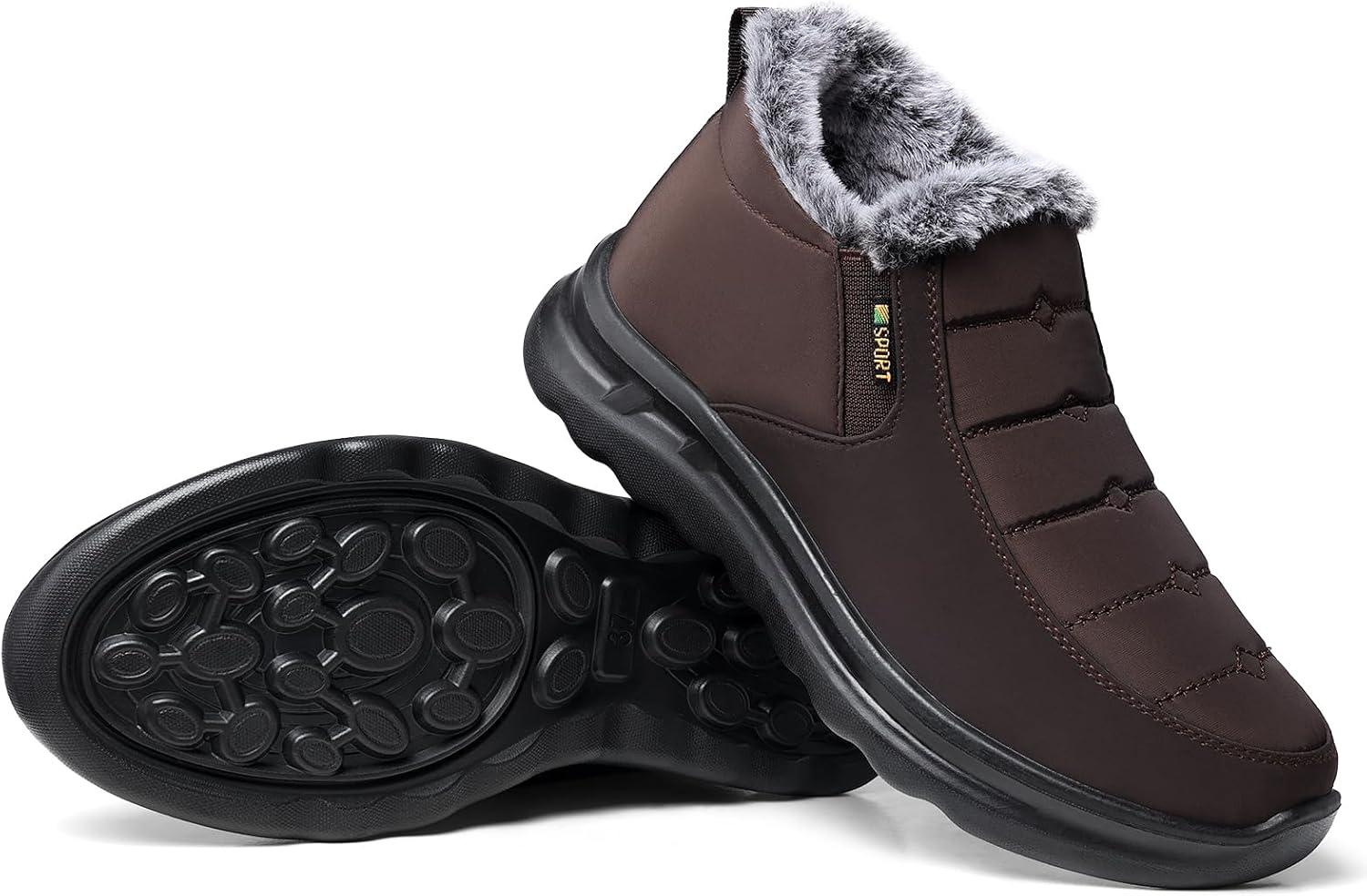 imageTEMOFON Womens Winter Snow Boots Warm Fur Lined Booties Waterproof Outdoor Shoes Comfortable Slip On Ankle BootCoffee