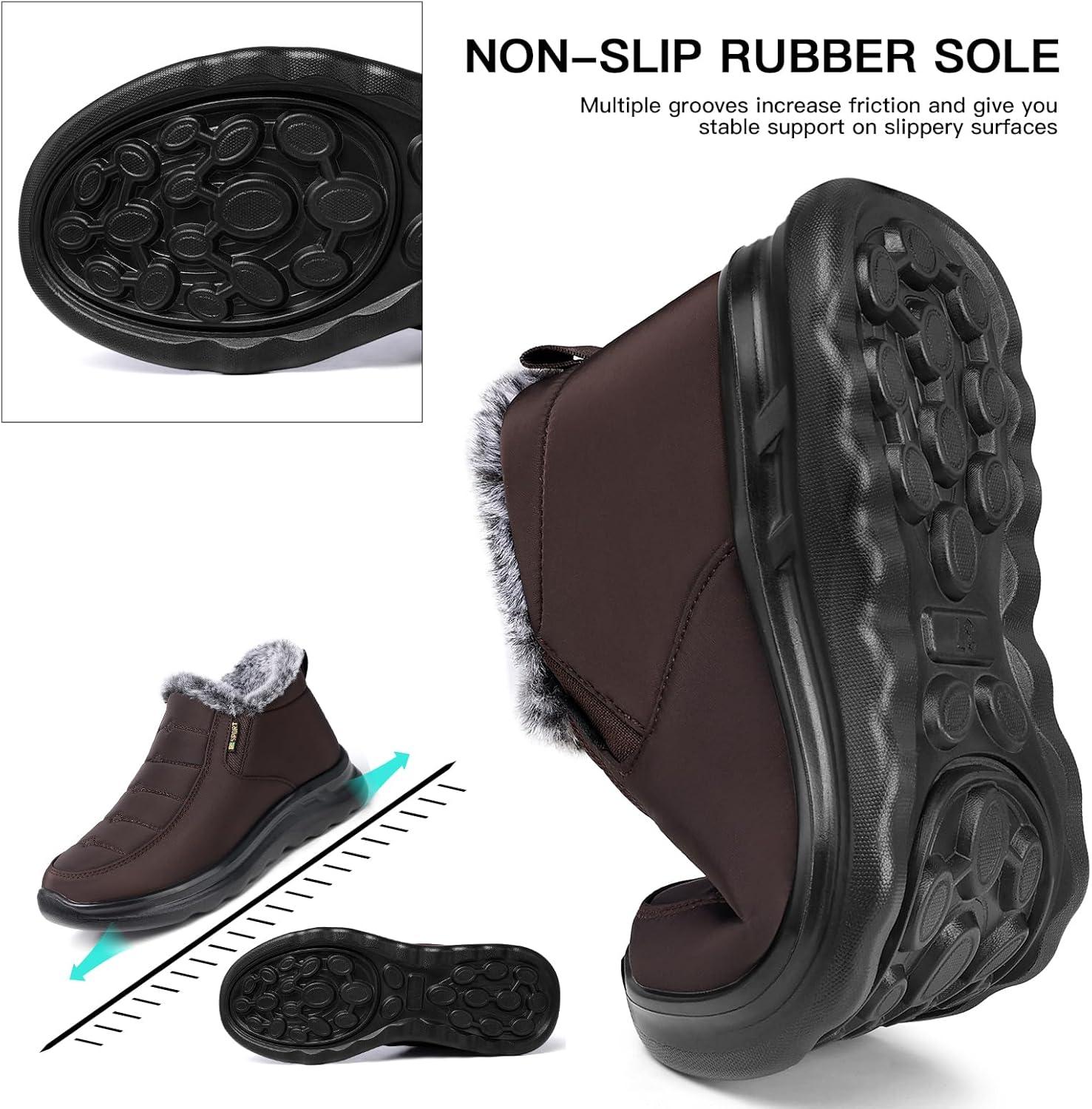 imageTEMOFON Womens Winter Snow Boots Warm Fur Lined Booties Waterproof Outdoor Shoes Comfortable Slip On Ankle BootCoffee