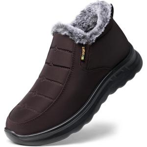TEMOFON Womens Winter Snow Boots Warm Fur Lined Booties Waterproof Outdoor Shoes Comfortable Slip On Ankle Boot(Coffee)