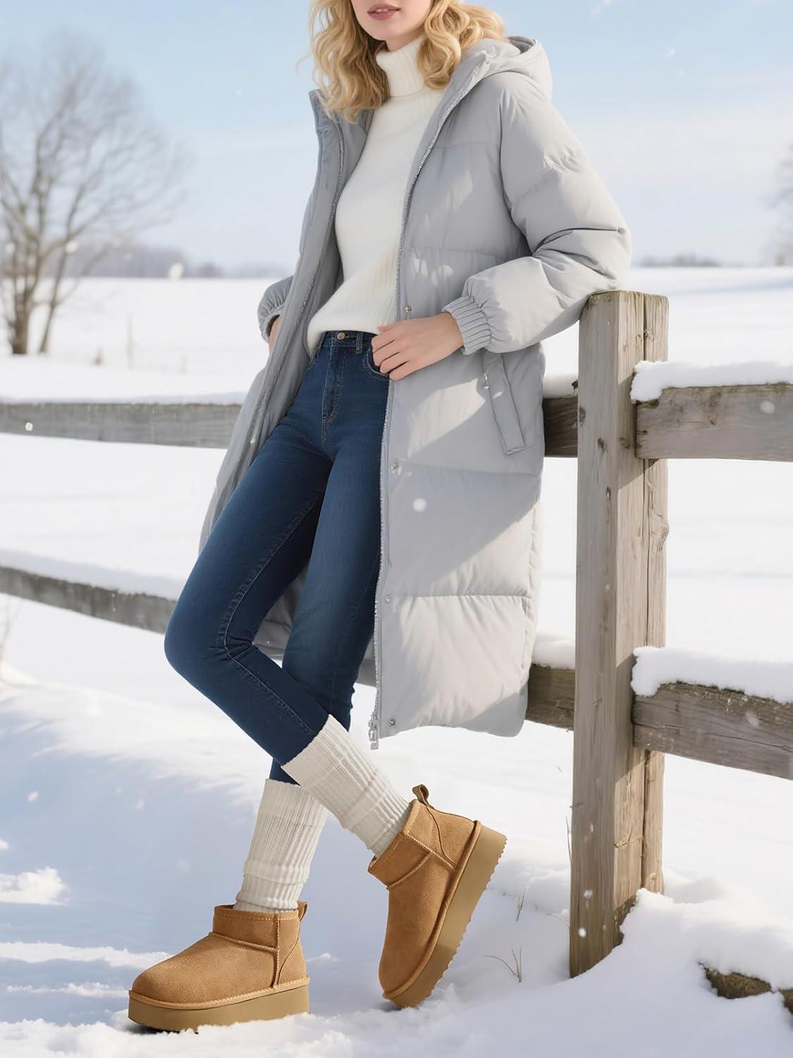image:imageTEMOFON Snow Ankle Boots for Women Genuine Suede Leather Platform Winter Fur Boots Waterproof Comfortable Warm AntiSlip Memory Foam Outdoor Booties0062chestnut