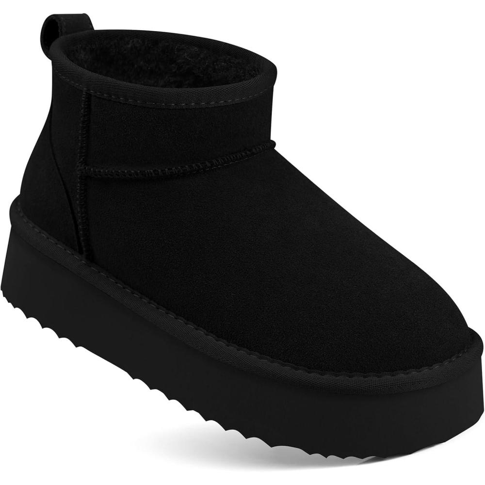 image:imageTEMOFON Snow Ankle Boots for Women Genuine Suede Leather Platform Winter Fur Boots Waterproof Comfortable Warm AntiSlip Memory Foam Outdoor Booties0062black