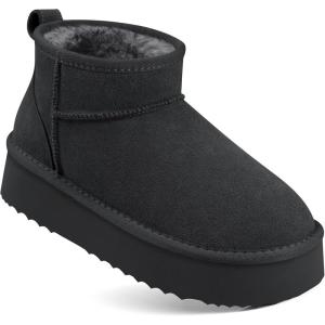 TEMOFON Snow Ankle Boots for Women: Genuine Suede Leather Platform Winter Fur Boots Waterproof Comfortable Warm Anti-Slip Memory Foam Outdoor Booties(0062-grey)