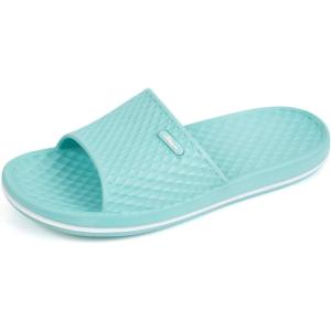 FUNKYMONKEY Womens Bathroom Shower Slippers Indoor Home Beach Non Slip Sandal(Lt Blue/Fmb)