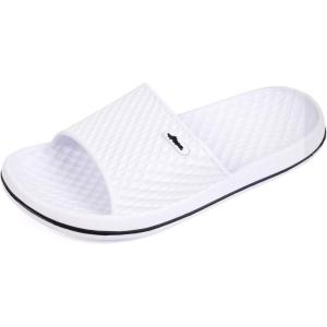 FUNKYMONKEY Womens Bathroom Shower Slippers Indoor Home Beach Non Slip Sandal(White/Fmb)